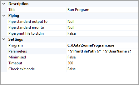 Run Program Properties