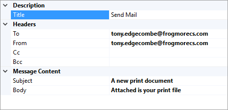 Send Mail properties